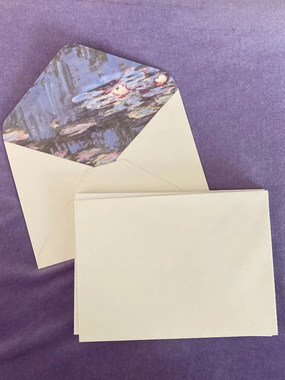Vintage Stationery with Matching Lined Envelopes - Monet Water Lilies